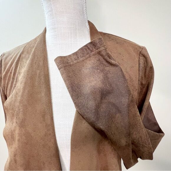 Bagatelle Faux Suede Draped Front Brown Western Jacket Small - Picture 4 of 12